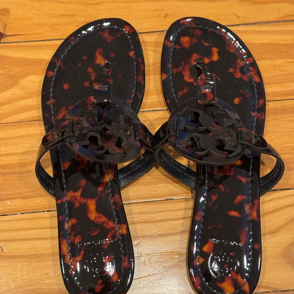 Tory Burch Tortoise Sandals with Medallion